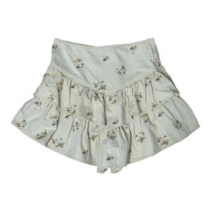 Driftwood x Free People Cream Ruffle High-rise Tiered Embroidered Mini Skirt NWT